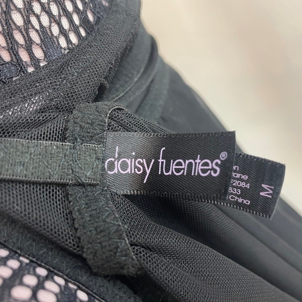 DAISY FUENTES Black (M) Push Up Babydoll Racerback Crochet Y2K Festival Lingerie - Picture 7 of 7